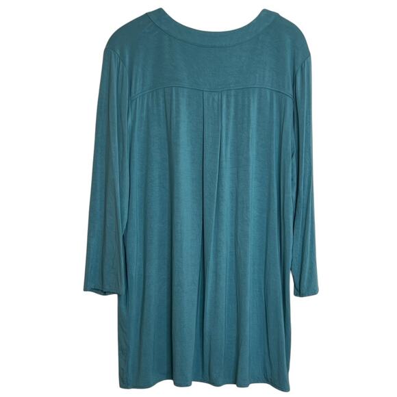 Sigrid Olsen Signature Womens Tunic Top L Teal Blue Bamboo Blend Relaxed Fit - Picture 3 of 6